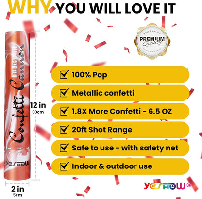 Confetti Cannon Party Poppers Gold,(6 pack) YESHOW Confetti Shooters Blaster for Birthday Graduation Wedding Christmas New Year’s Eve and Valentine's Day Any Celebrations