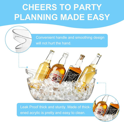 4-Pack Ice Buckets for Parties - Extra Large 5.5L Clear Beverage Tubs with Scoops, Perfect for Champagne, Beer, Sparkling Wine, and Cocktails - Mimosa Bar Supplies