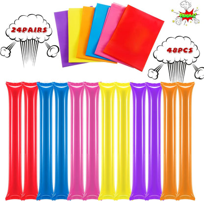 Civaner 48 Pcs Thunder Stick Team Spirit Boom Stick Cheering Accessories Cheerleading Spirit Noise Maker Plastic Clapper Inflatable Noise Maker Sports Supply(Orange)