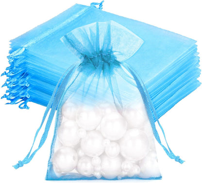 joycraft 50Pcs Organza Bags, 2x3 inch Gift Favor Bags, White Wedding Favor Bags, Jewelry Pouches with Drawstring, Mesh Bags Drawstring for Jewelry, Festival, Makeup, Candy, Desserts