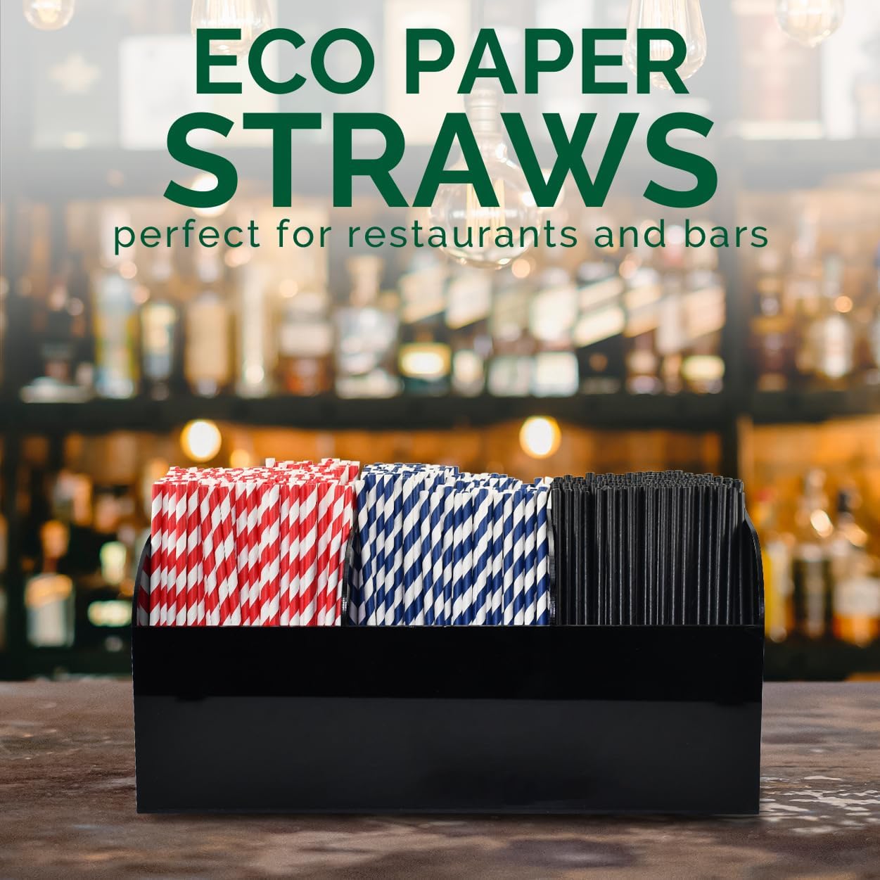 Black Paper Straws 1000 Count - 7.75" x 0.24", 100% Biodegradable & Compostable, Disposable Drinking Straws Bulk - Cocktail, Bars, Restaurants