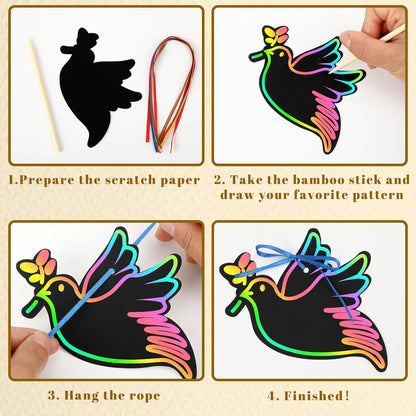 JULMELON 36 PCS Ocean Crafts, Rainbow Scratch Art Under The Sea Party Favors DIY Magic Color Summer Ocean Animals Scratch Cards for Summer Party Favors School Activities