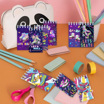 24 PCS Roller Skate Party Favors Roller Skating Notebook Roller Small Notepads Retro 60s & 80s Party Favors Supplies Roller Skating Party Decorations Retro Hip Hop Birthday Supplies