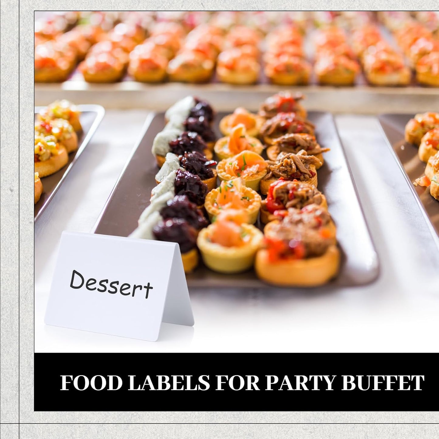 Outus 12 Pcs 4 x 3 Inches Buffet Food Labels Mini Small Chalkboard Signs White Acrylic Food Markers Little Price Signs with 2 Pcs Erasable Marker for Wedding Birthday Bakery Table Display