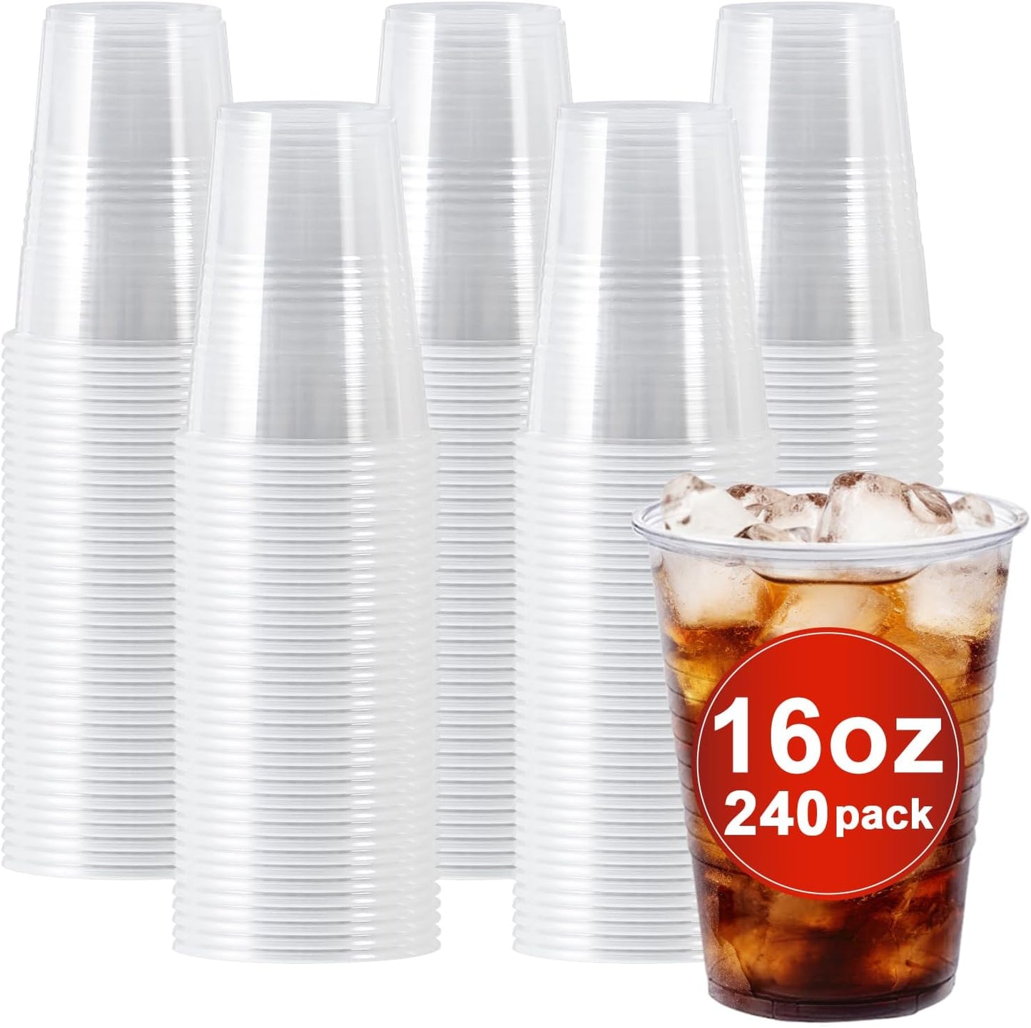 Clawsoff 500 Pack 9 oz Plastic Cups, Disposable Drinking Cups, Water Cups Plastic Clear Cups for Party, Wedding, Graduation, Travel, Holiday, Events, Birthday,Cold,Hot