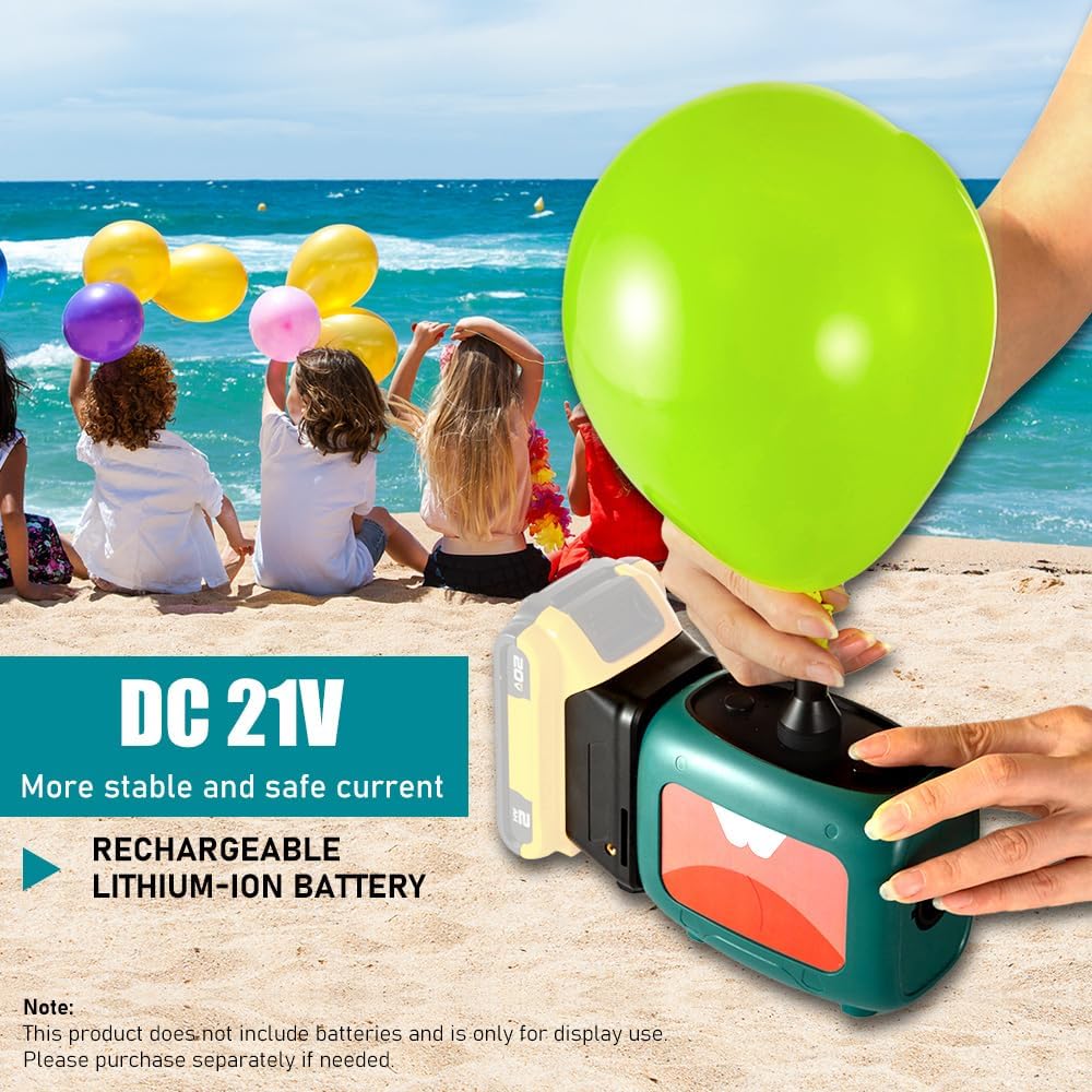 Cordless Balloon Pump Electric Compatible with Dewalt Battery for All Balloons, 5 in 1 Balloon Pump Outdoor for Inflating/Deflating Balloons, Air Beds Yoga Balls & Party Decoration (No Battery)