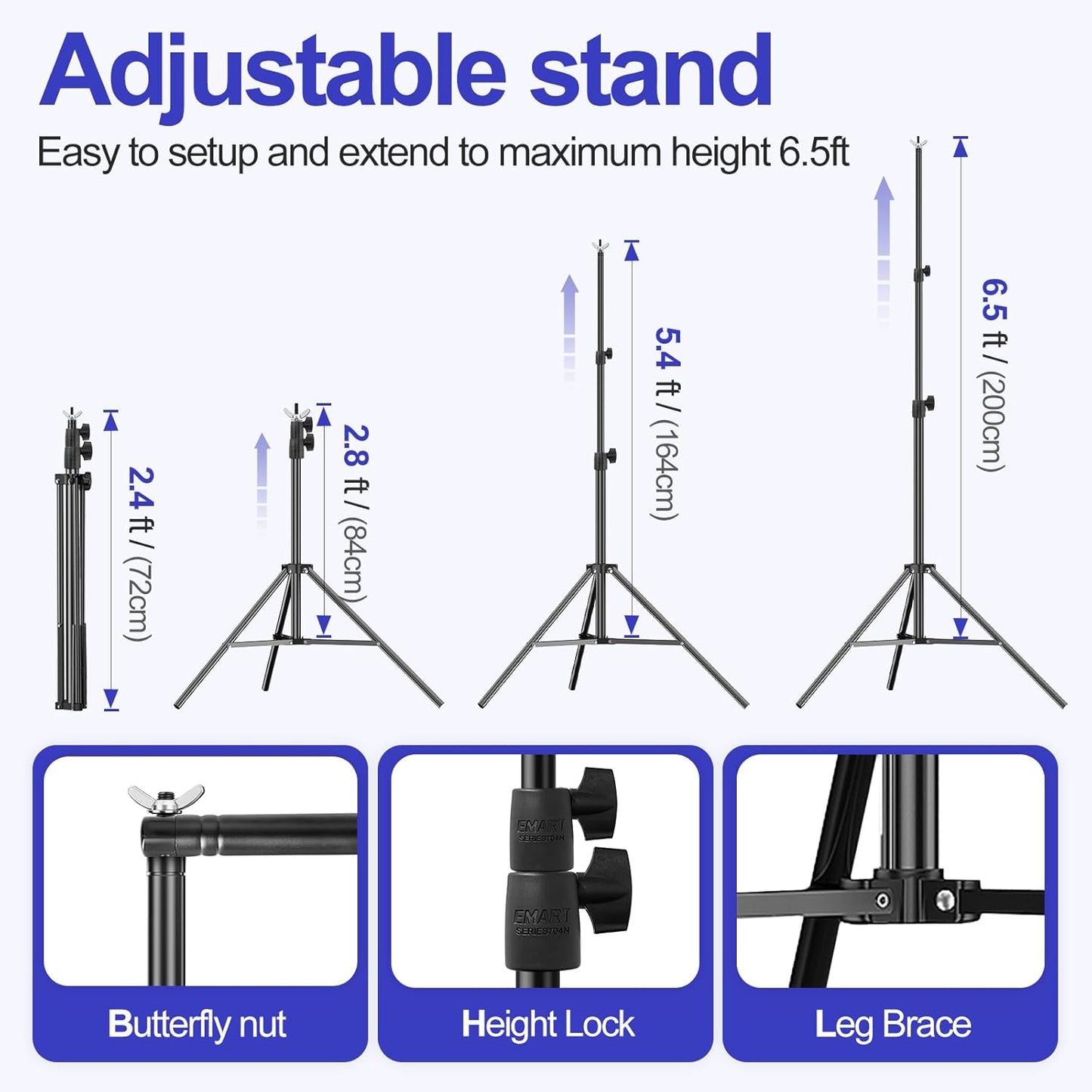 EMART 10x10FT Backdrop Stand, Photo Studio Back Drop Adjustable Stand with 6 Backdrop Clamps,2 Sandbags and Carry Bag,Heavy Duty Background Support System Kit for Photography,Parties,Wedding,Video