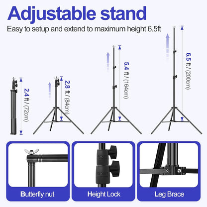 EMART 10x10FT Backdrop Stand, Photo Studio Back Drop Adjustable Stand with 6 Backdrop Clamps,2 Sandbags and Carry Bag,Heavy Duty Background Support System Kit for Photography,Parties,Wedding,Video