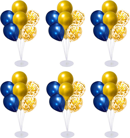 6 Set Balloon Stand Kit for Table Centerpieces With Balloon and Base Party Decorations for Birthday Wedding Retirement Graduation Baby Shower (Black Gold)