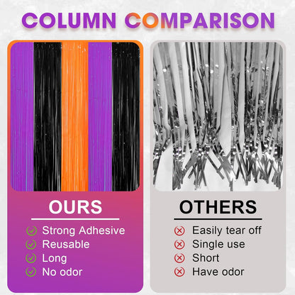 Voircoloria 3 Pack 3.3x8.2 Feet Gold Foil Fringe Backdrop Curtains, Tinsel Streamers, Fringe Backdrop for 2025 New Years Eve, Graduation, Birthday, Baby Shower, Gender Reveal, Disco Party - Colors B
