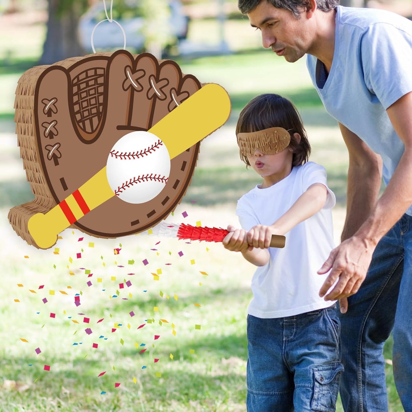 Hooqict Mexican Pinata with Blindfold and Bat Stick Party Pinata for Fiesta Carnival Cinco de Mayo Decorations Kids Adults Mexican Party Games Birthday Party Supplies