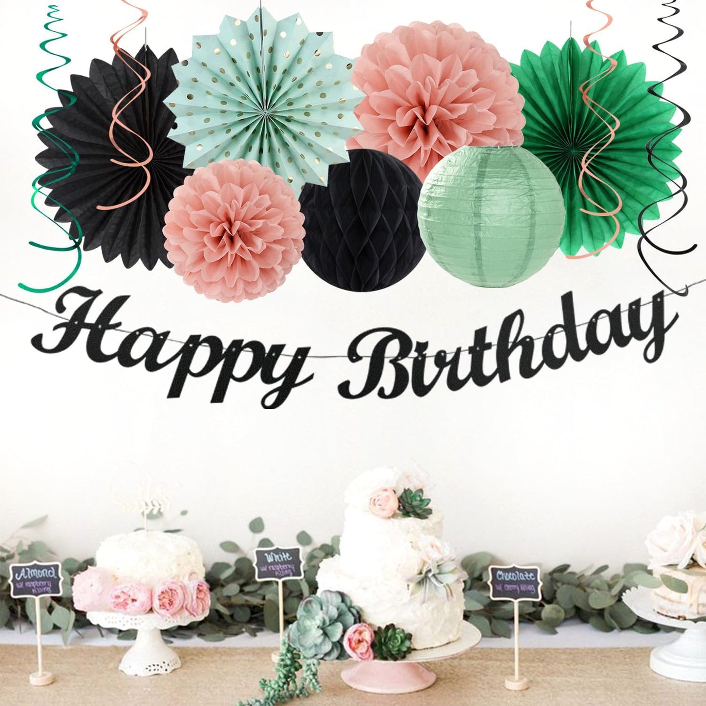 Champagne-Gold Beige Fall Boho Birthday Party-Decorations - 21pcs Autumn Neutral Retro Happy Banner,Girl One Sweet Peach Paper Streamers Lanterns,Tissue Pom Poms Fan,Rustic Backdrop Decor Huglony