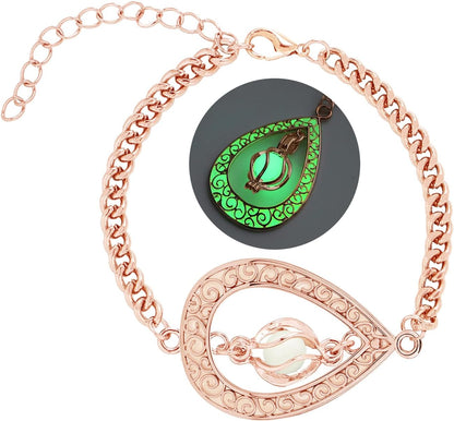 EEQQBZ Glow in The Dark Silver Teardrop shape bracelets,Fantasy Glowing Jewelry bracelets