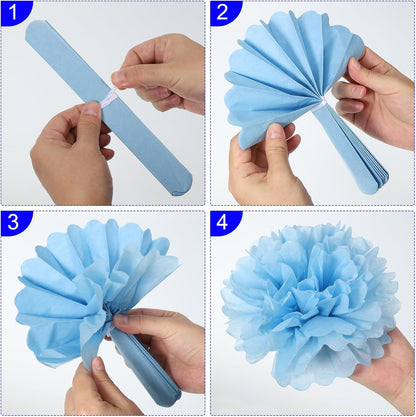 M METERXITY 10 Pack Tissue Pom Poms Flowers - Wedding Decoration, Durable & Beautiful, Apply to Birthday/Party/Wedding (4 Inches, Black)