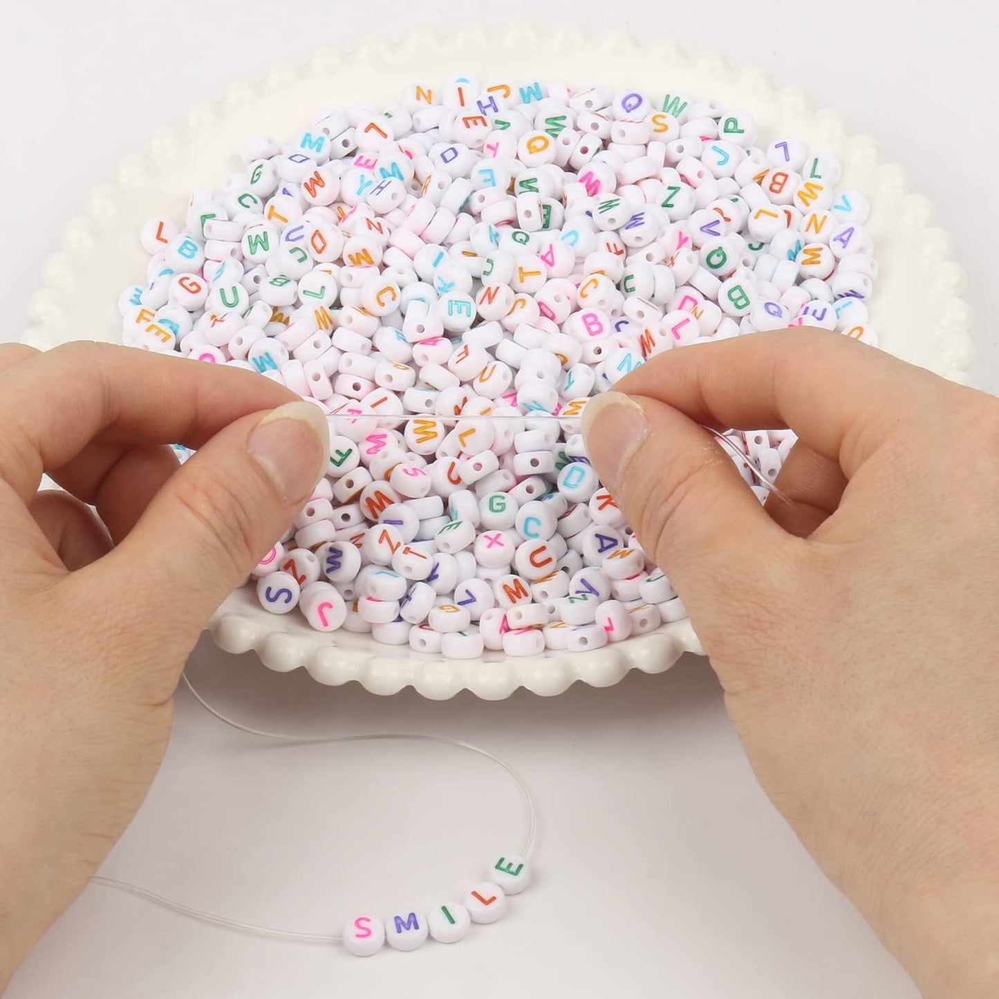 1000Pcs Glow Letter Beads Acrylic Alphabet Bead Glow in The Dark, 4x7 mm Round Beads for Friendship Bracelets and DIY Crafts