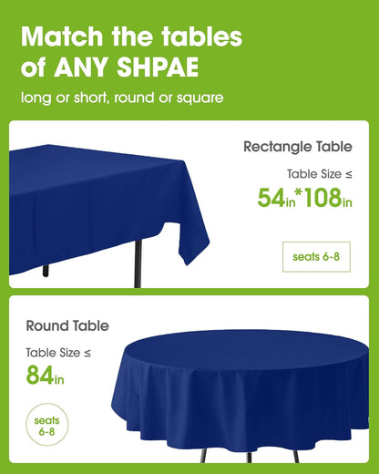 Pureegg Plastic Table Cloth Disposable 6 Pack, 54 x 108 Inch Table Cloths, Party, Picnic, Wedding, Decorative Tablecloths, Rectangle, White Plastic Cover, Waterproof, White