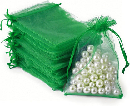 100PCS White Organza Bags, 4x6 Inch Small Mesh Bags Drawstring, Jewelry Gift Bags for Easter, Party, Festival, Bathroom Soaps, Makeup