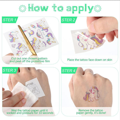 Sinmoe 30 Sheets 400 Pieces Glitter Temporary Tattoos for Kids Waterproof Butterfly Mermaid Unicorn Cartoon Stickers Glow Tattoo for Girls Birthday Party Favors Goodie Bags Fillers(Luminous Pattern)