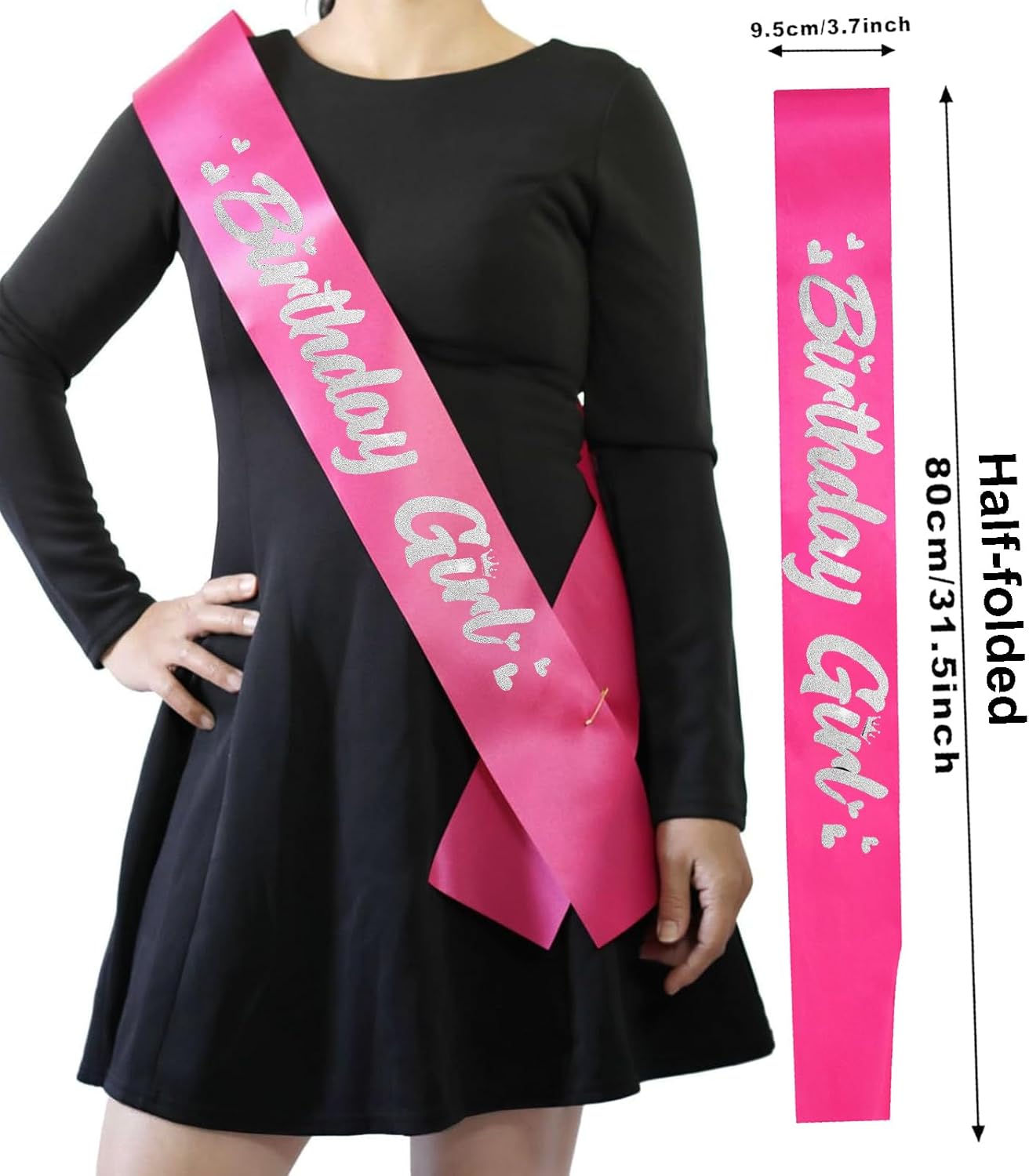 ‘Birthday Girl' Birthday Sash Royal Blue with Glitter Silver Letters Birthday Sash for Women, Sweet 16, 18th 21st B-day Sash