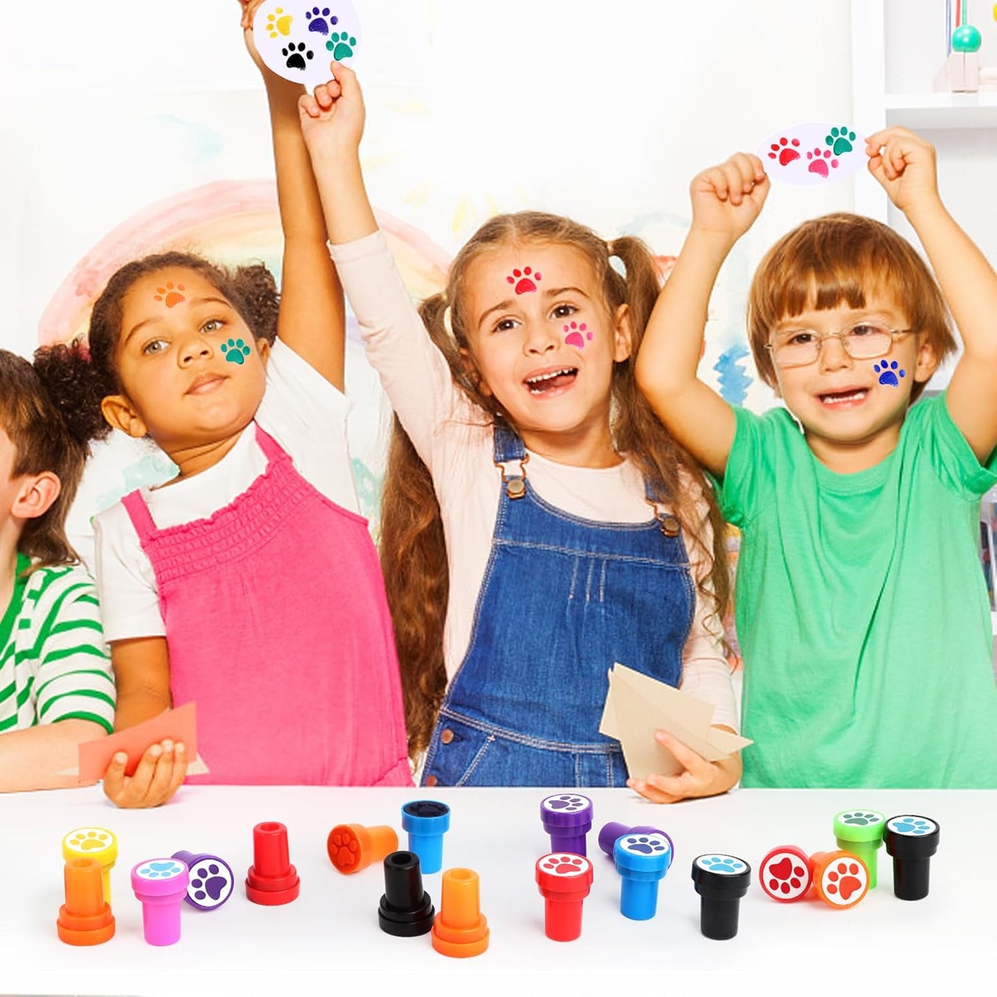 24 PCS Camp Party Favors Camping Adventure Mini Stamps Colorful Self Inking Stamps Camping Themed Party Favors for Boys Girls Student School Classroom Rewards Carnival Prizes Supplies