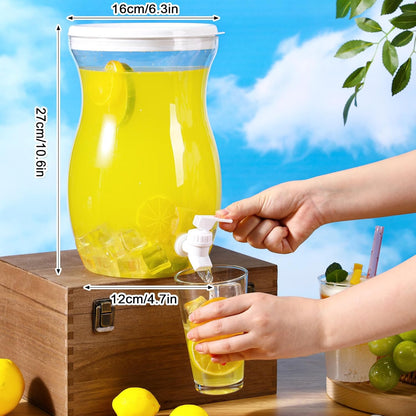 Havawish 2 Pcs 1 Gallon Plastic Beverage Dispenser with Spigot Clear Summer Kitchen Fridge Drink Dispenser for Parties Lemonade Juice Tea Beer Cold Water (Red,Cylinder)