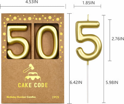 2.76 Inch Classical Gold 5 Number Birthday Candles, Gold Number Candles, Cake Number Candles, Party Celebration