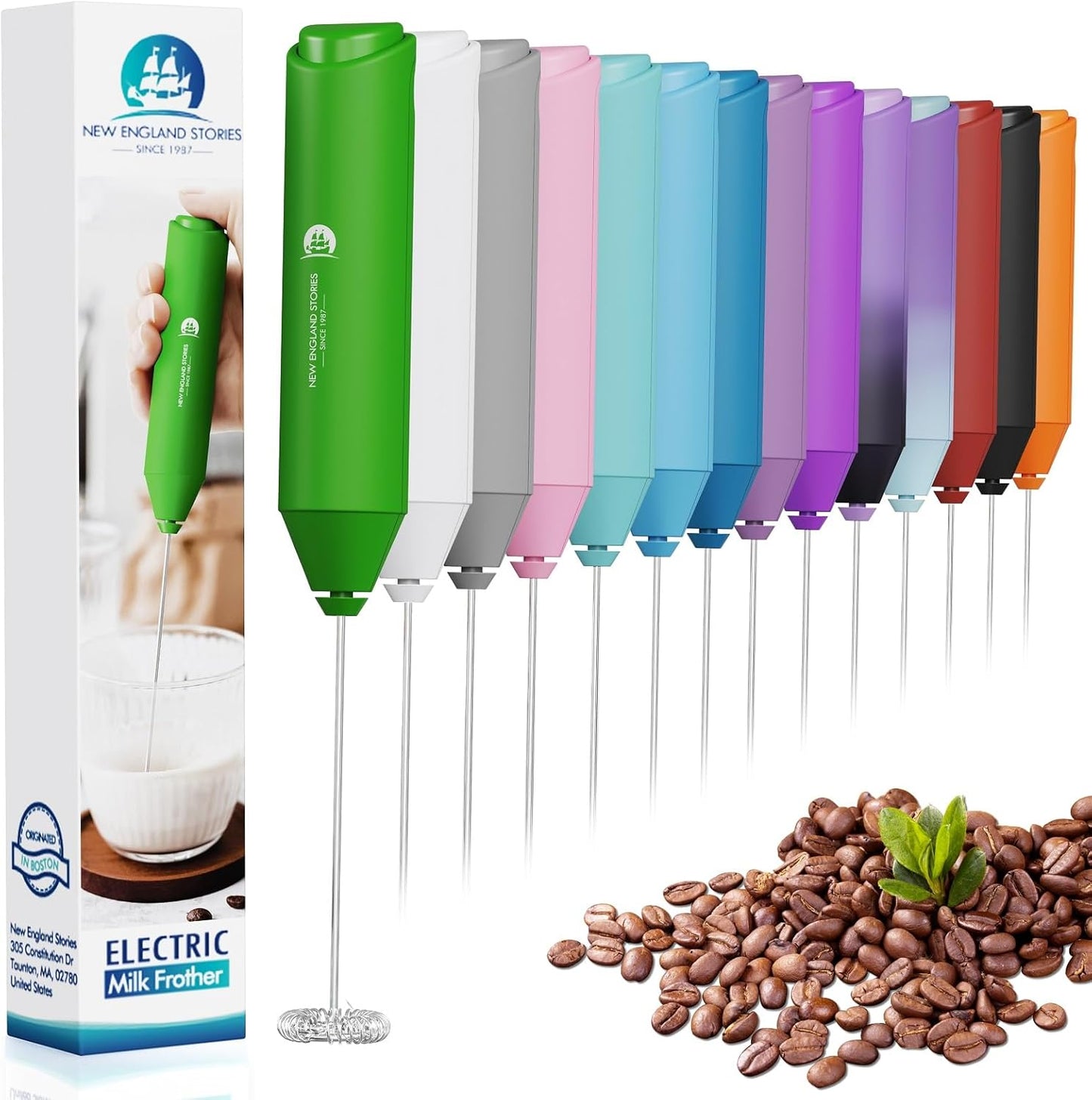 Powerful Milk Frother Wand - Mini Handheld Milk Frother with Stainless Steel Whisk - Battery-Powered Drink Mixer for Coffee, Lattes, Cappuccinos, Matcha - Coffee Enthusiasts Gift - Black