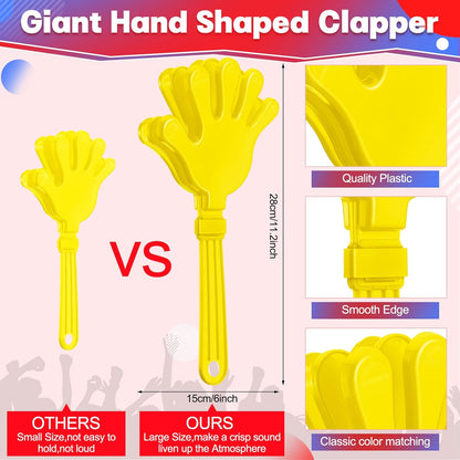 4 Pieces Jumbo Hand Clappers 11 Inch Noise Makers Party Favors Giant Large Hand Clappers Noise Makers for Sporting Events Cheers Ball Dance Basketball Football Noisemakers (Red)