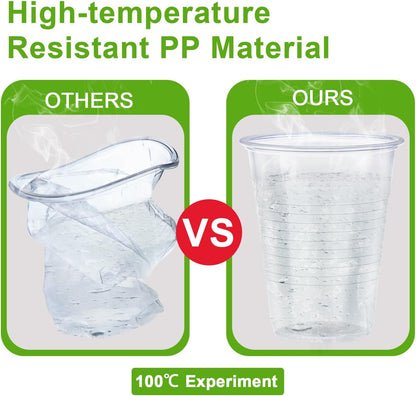 Clawsoff 500 Pack 9 oz Plastic Cups, Disposable Drinking Cups, Water Cups Plastic Clear Cups for Party, Wedding, Graduation, Travel, Holiday, Events, Birthday,Cold,Hot