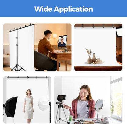 EMART 5 * 6.5ft White Photo Backdrop with Stand Kit for Photography Video Studio，White Screen Photoshoot Background Curtain with T-Shaped Portable Backdrop Stand Carrying Bag 5 Clamps