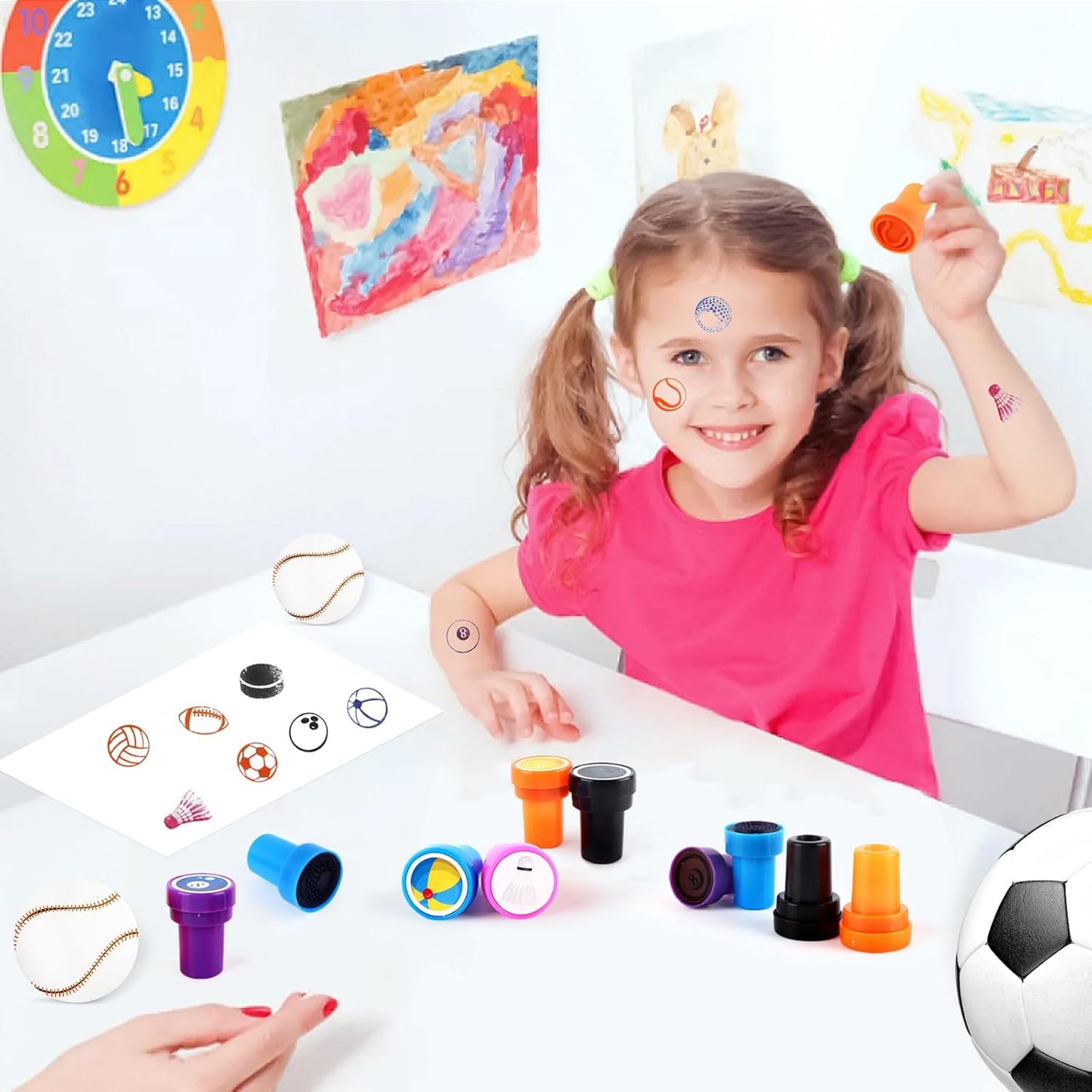24 PCS Camp Party Favors Camping Adventure Mini Stamps Colorful Self Inking Stamps Camping Themed Party Favors for Boys Girls Student School Classroom Rewards Carnival Prizes Supplies