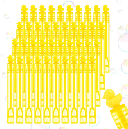 SULOLI 40 pcs Duck Bubble Wands, Yellow Duck Mini Bubble Party Favors Wand Blowing Sticks Bulk for Kids Adults Summer Birthday Party Supplies