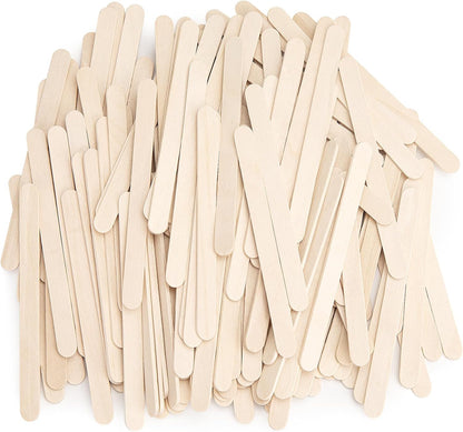 WISYOK 240 Pcs Natural Wood Craft Sticks, Popsicle Sticks, Lolly Sticks for Crafts 4.5 Inch, Ideal for Homeschool Arts and Crafts, Waxing Supplies, Classroom Art Supplies