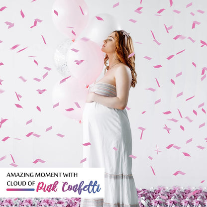 Gender Reveal Pink Confetti Cannon, DOUKEE Baby Shower Pink only Biodegradable Confetti Poppers for Girl Baby Reveal Party - 2 Set