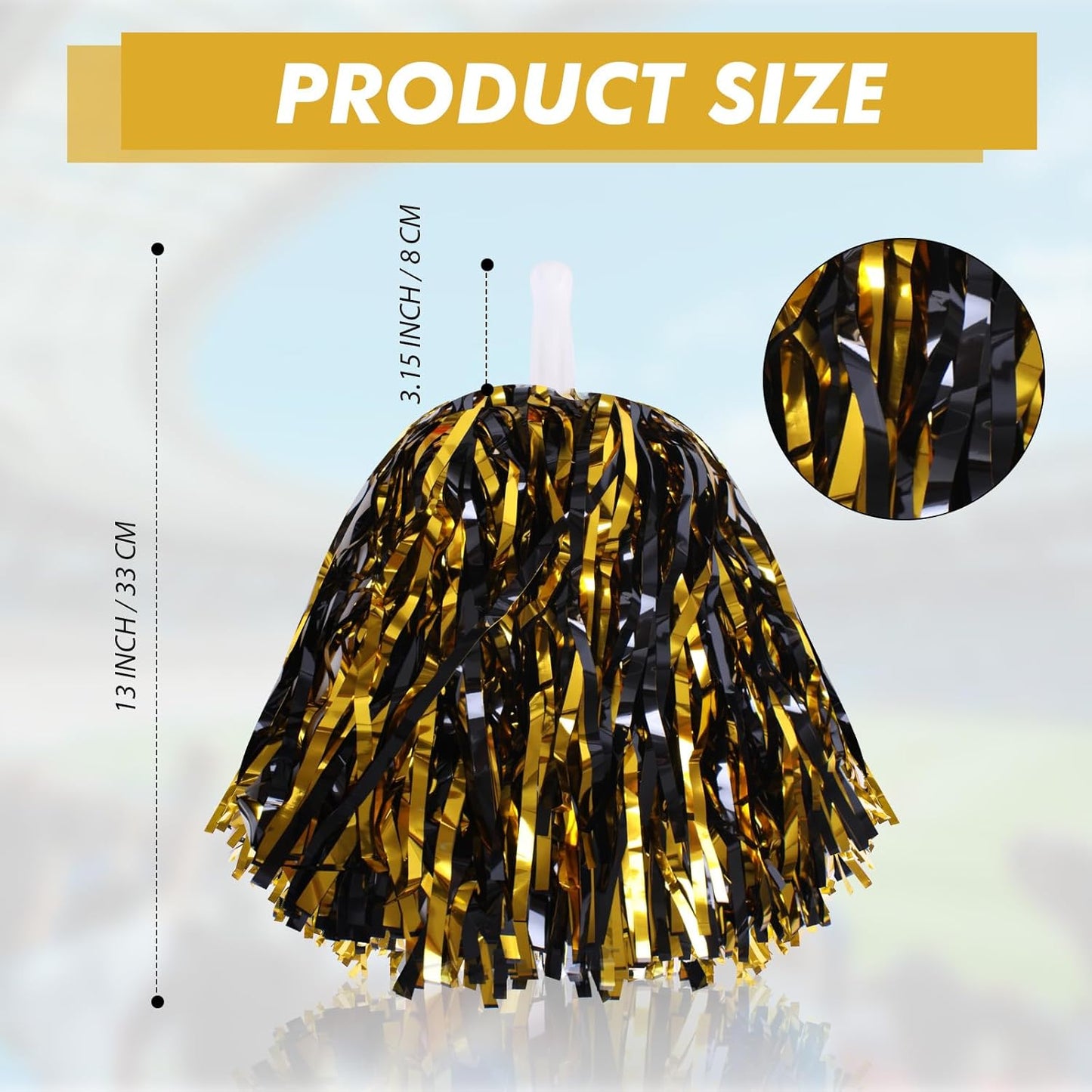 48 Pcs Cheerleading Pom Poms and Hand Clappers Noisemakers Set for Team Spirit Items Sporting Events Football Baseball Cheering Essentials Party Favors Dance（Yellow and Black）