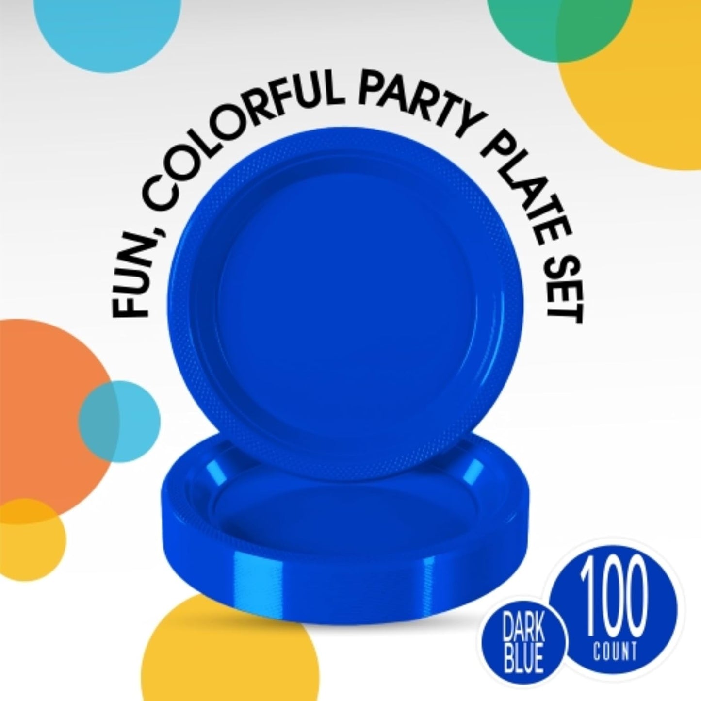 Party Solids Black Plastic Plates For Party 10" Black Disposable Plates For Party Supplies 100 Pcs Plastic Dinnerware Sets Heavy Duty 350 GSM Disposable Dinnerware Set