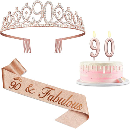 21st Birthday Decorations for Her with 21st Birthday Sash and Crown, Candles Gold, Gifts for 21 Year Old Girls