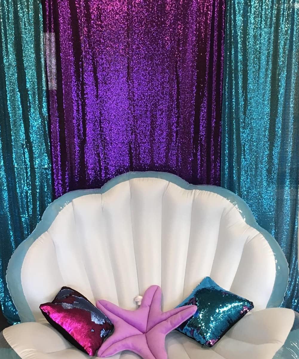 Poise3EHome Black Sequin Backdrop Curtains, 2 Panels 2FTx8FT Glitter Photo Booth Backdrop for Halloween Birthday Bachelorette Wednesday Twilight Party Decorations