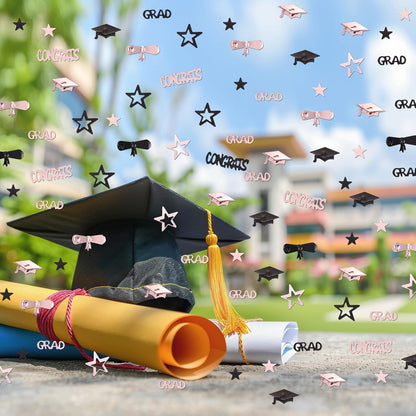 Gold and Black Graduation Confetti 2026, 1000 Pcs Congrats Grad Confetti Class of 2026 Party Table Centerpiece for 2026 Graduation Party Decorations