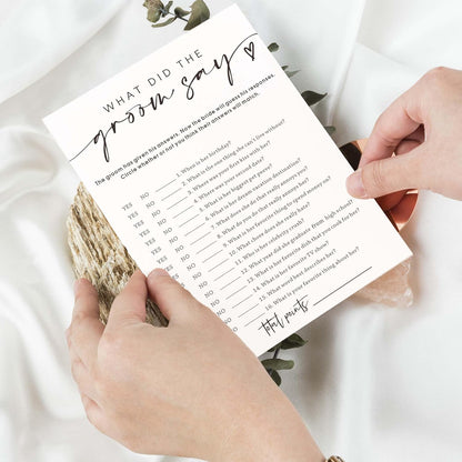 Bridal Shower Bingo, What Will The Bride to Be Receive, 25Pcs Bridal Bingo Game Cards, Engagement Party Games for Guests, Minimalist White Wedding Party Supplies - A18