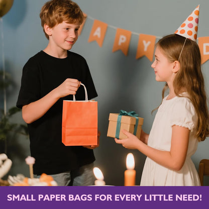32 Pack Paper Gift Bags with Handles, 5.8"×3.2"×8.25" Party Favor Bags, Gift Bags, Small Gift Bags with Handles, Party Bags, Small Goodie Bags Bulk for Birthday, Crafts, Wedding, Party Supplies (8 Colors)