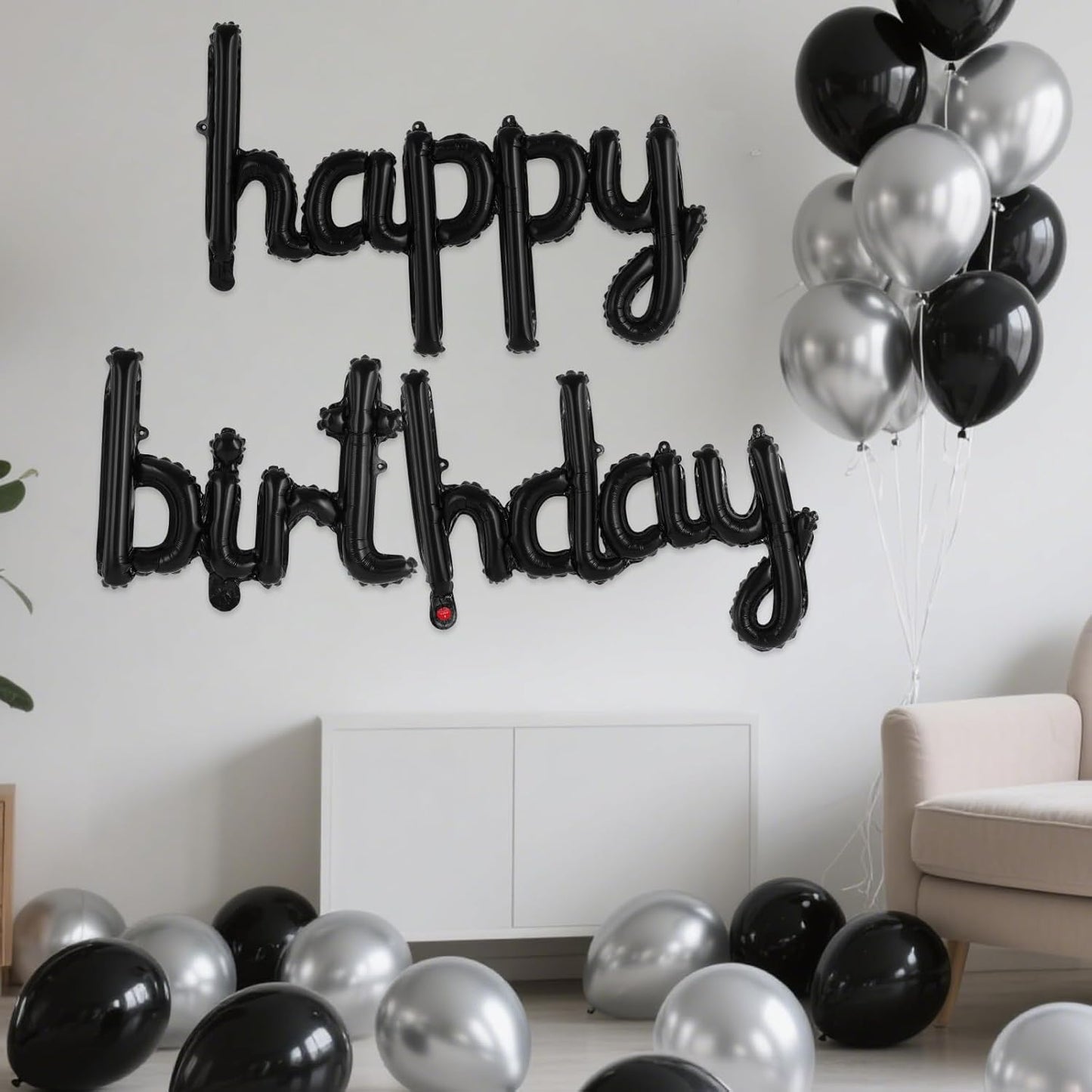 Happy Birthday Balloons Banner Foil Letters Balloons Connected, Personalized Birthday Signs for Women Men Boys Girls Birthday Party Decorations, Small Gold