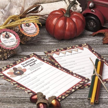“I Am Grateful For” Gratitude Scavenger Hunt Thanksgiving Fill In Game Cards, Ten 5" x 7" Fill In The Blank Cards by AmandaCreation