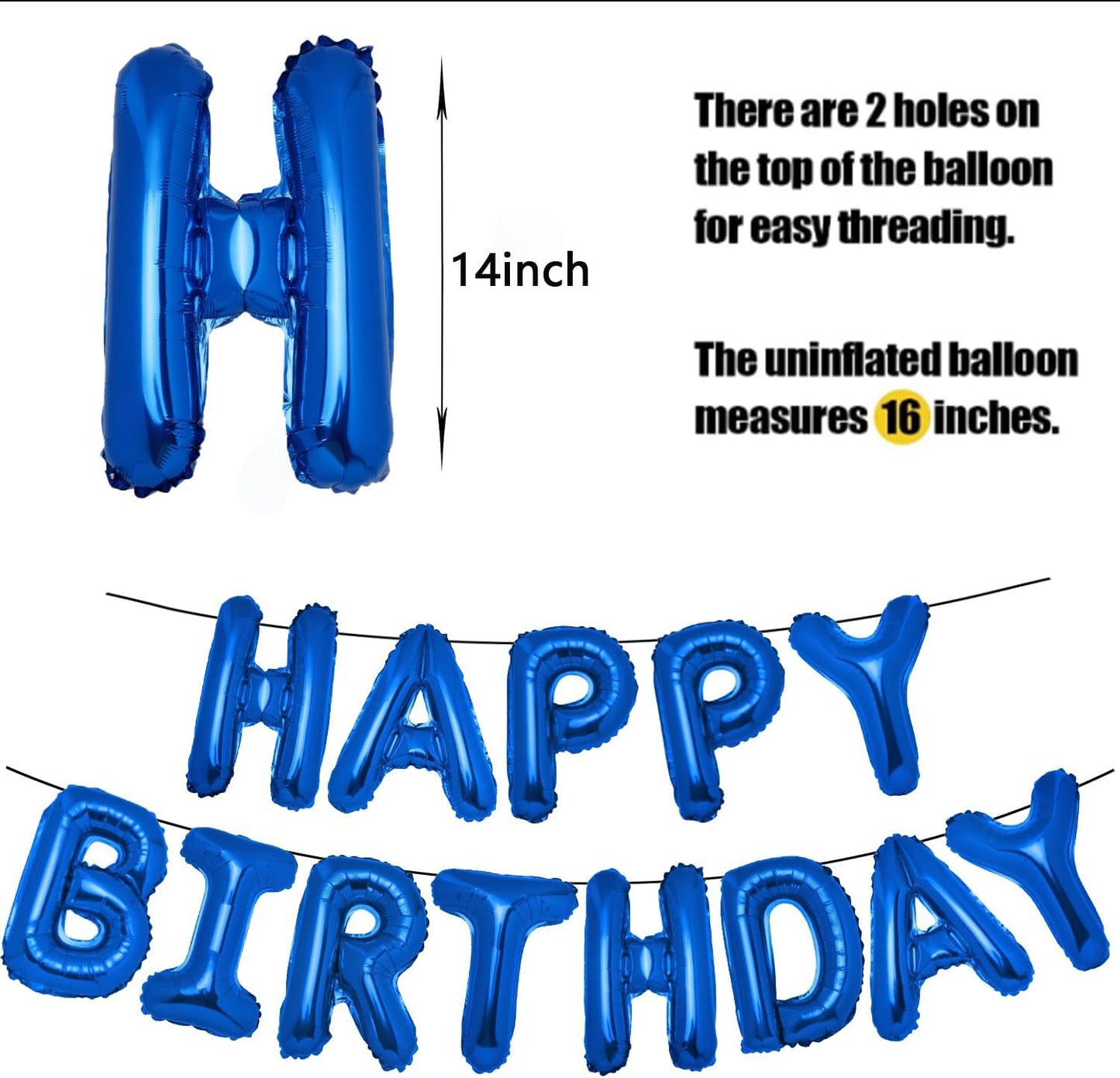 PIGETALE Happy Birthday Banner, 16 Inch Mylar Foil Letters Sign Bunting Happy Birthday Balloon Letters Balloons Reusable Ecofriendly Material for Girls Boys Kids Women Men (Hot Pink)