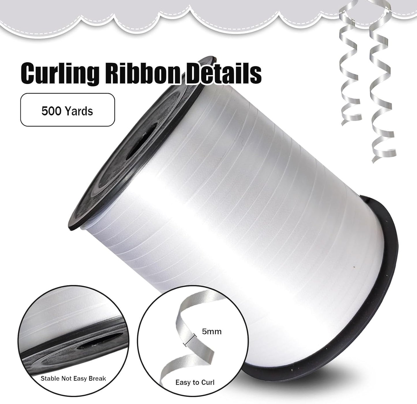500 Yards Curling Ribbon， Black Balloon String Ribbon，for Gift Wrapping，Party Decoration, Wedding,Birthday，Art Crafts, Florist Flower