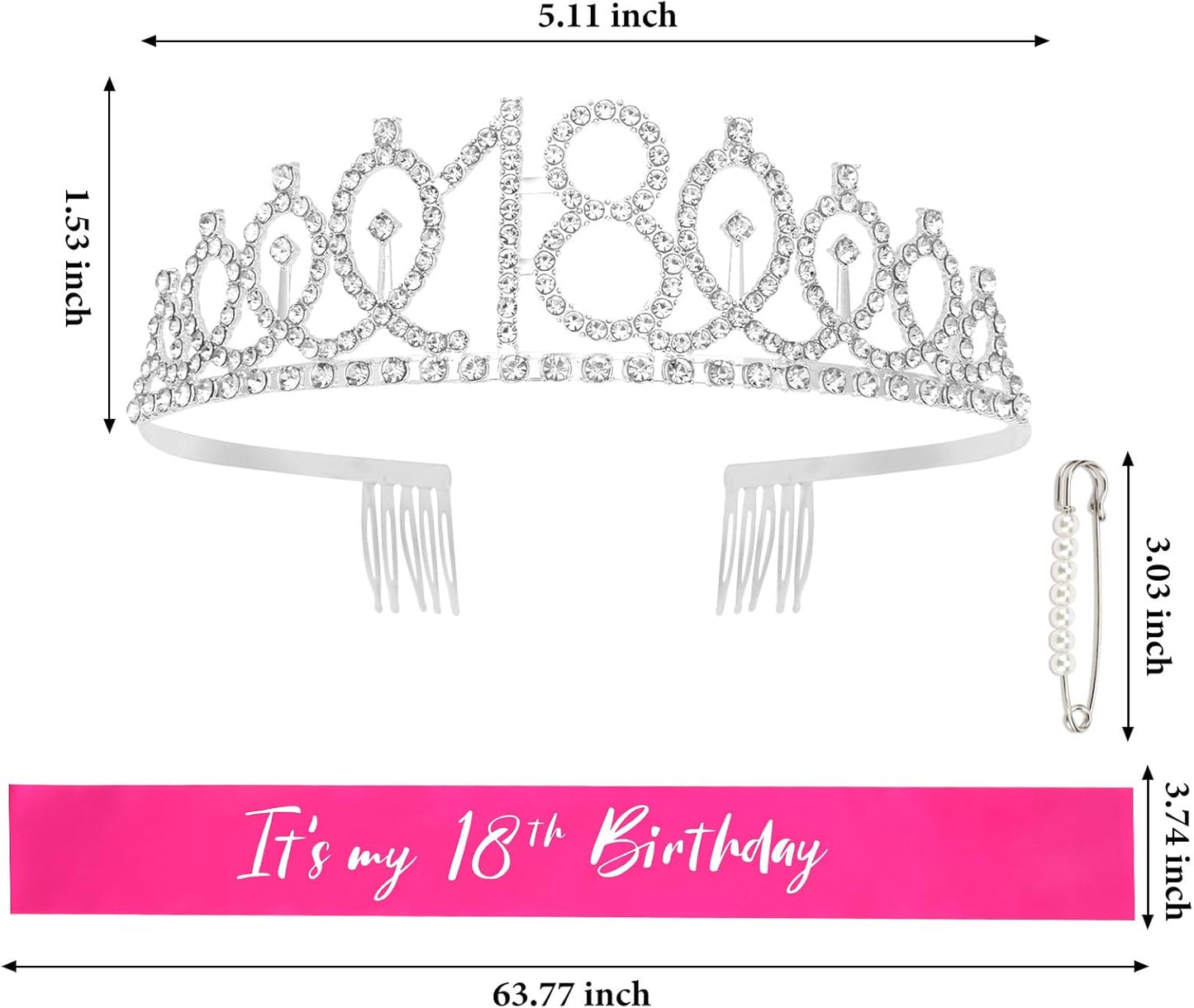 CAVETEE Silver Birthday Crown for Girls Birthday Decorations Birthday Gifts for Women and Girls