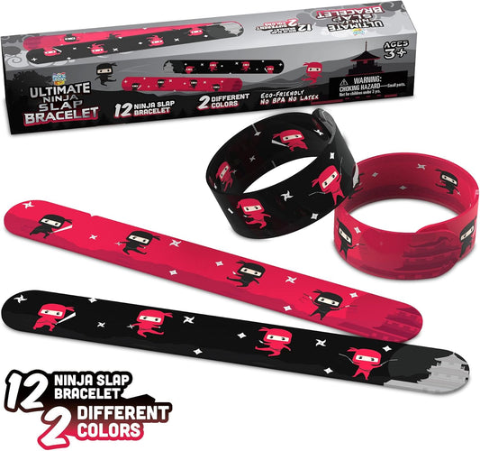 Ninja Slap Bracelets Party Favors for Kids 12 Pack – Flexible Wristbands, Birthday Party Supplies, Goodie Bag Stuffers, Classroom Prizes, School Rewards, Halloween Treats, End of Year Party Favors