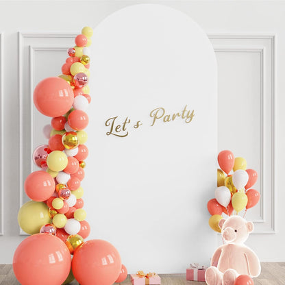 Wokceer 7.2 FT Wedding Arch Backdrop Stand and White Arch Cover, Metal Arch Stand with Arch Stand Cover for Birthday Party Wedding Ceremony Bridal Baby Shower Event Decor