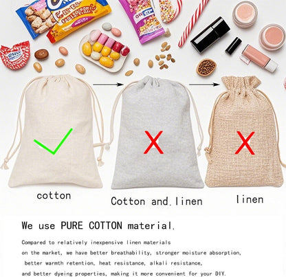 gobyhumm 50 Pieces Pure Cotton Drawstring Bags Muslin Bags Sachet Bag for Home Supplies （2.8 * 3.5"）