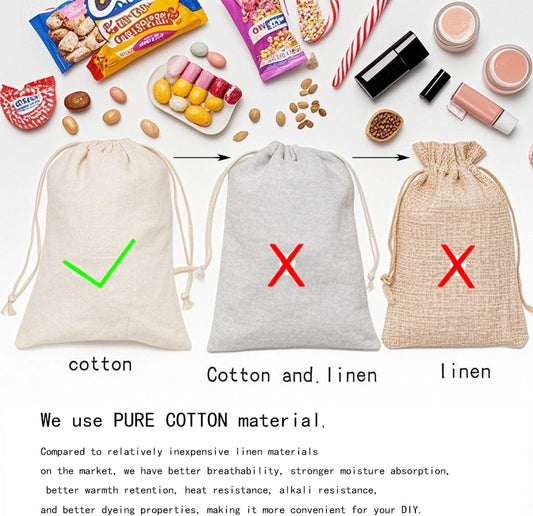 gobyhumm 50 Pieces Pure Cotton Drawstring Bags Muslin Bags Sachet Bag for Home Supplies （2.8 * 3.5"）
